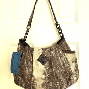 Simply Vera Wang Beige, Brown Snakeskin Shoulder Hobo Bag